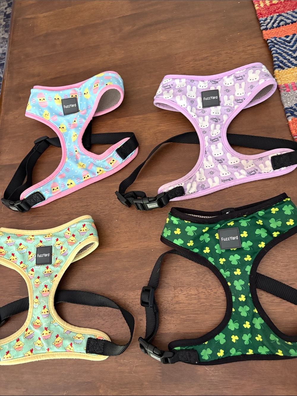 4 Dog Harnesses “Fuzzy-yard brand” great  shape washed in All Free & Clear